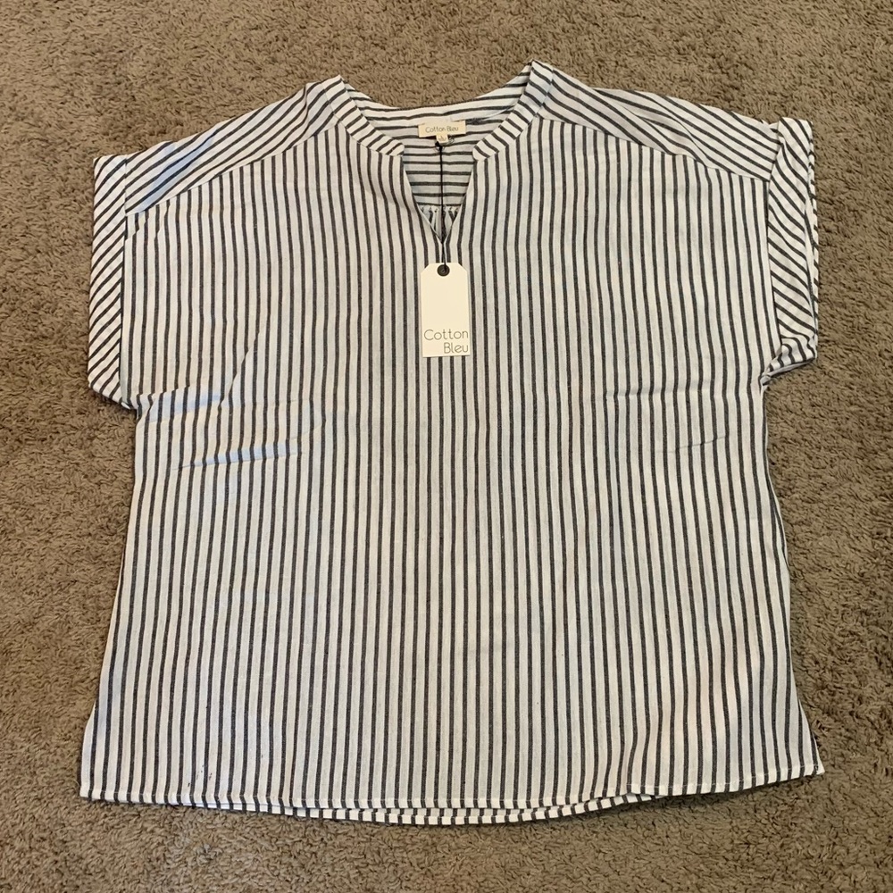 NWT Cotton Bleu Striped Top Large